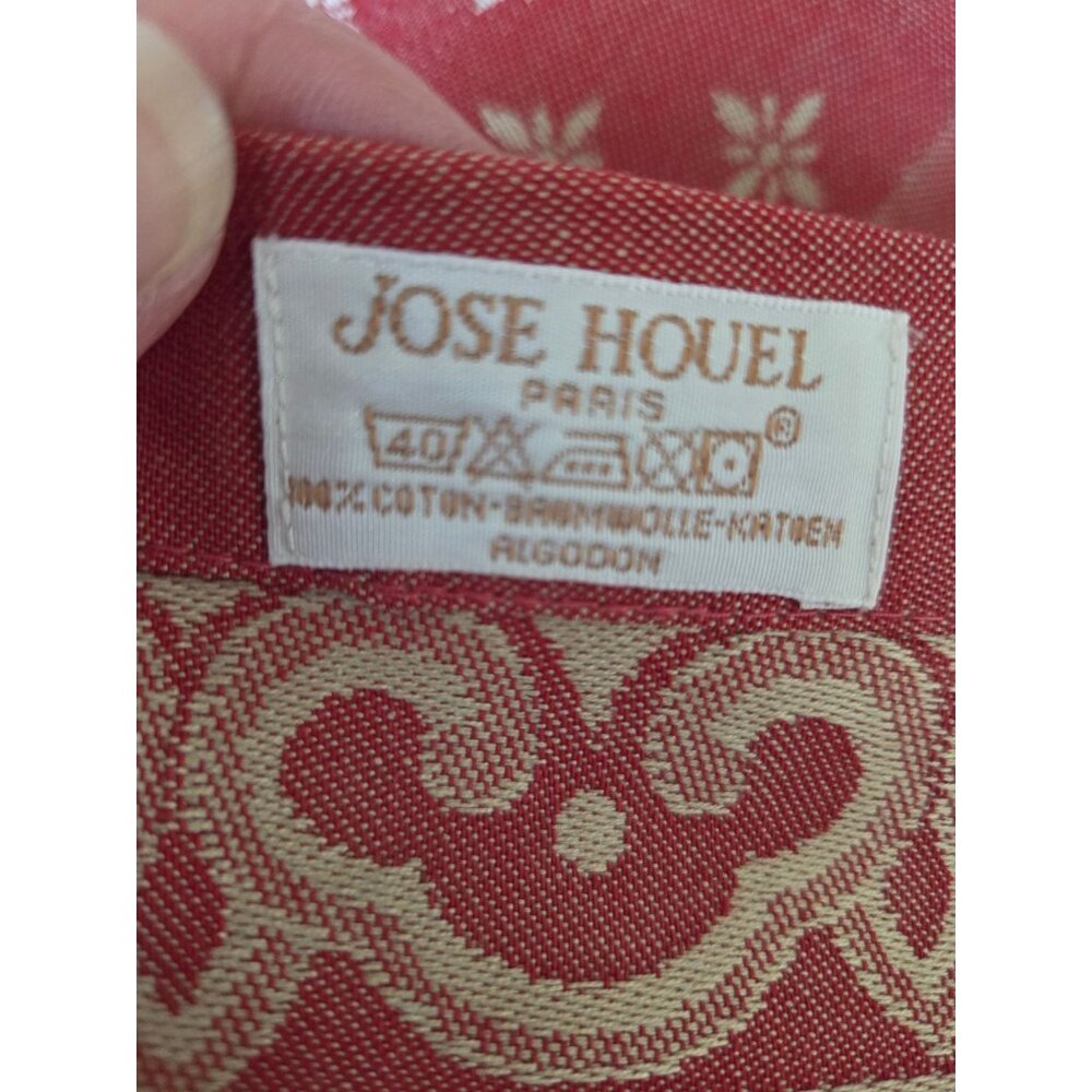 Jose Houel Paris French Jacquard Provence Red Cream Floral Tablecloth 68x68 - Picture 5 of 7